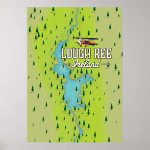 Lough Ree Ireland Vintage Map. Poster