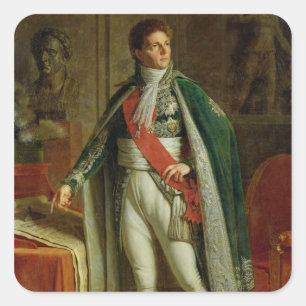 Louis Alexandre Berthier  Showing Map of Square Sticker