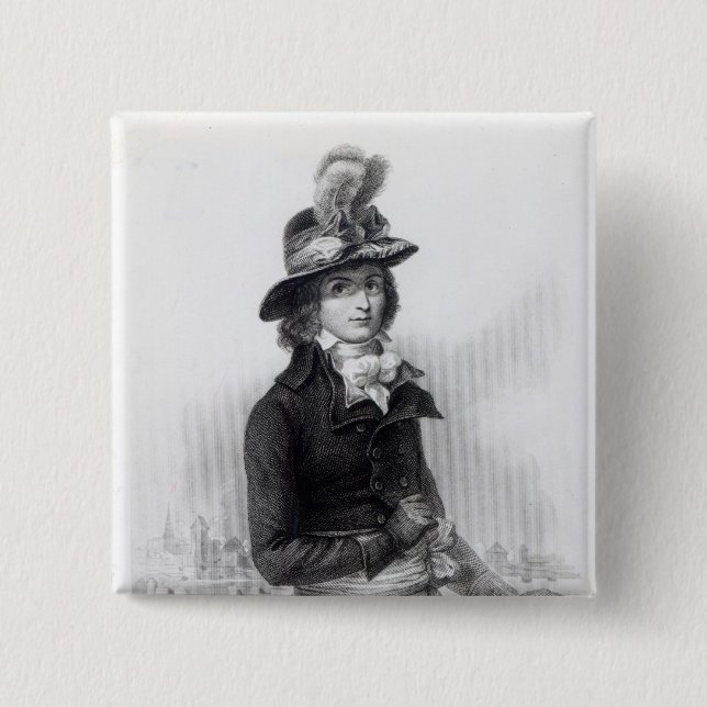 Louis Antoine de Saint-Just 2 Inch Square Button (Front)