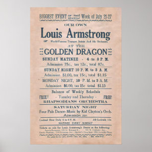 Louis Armstrong jazz poster - Golden Dragon - New