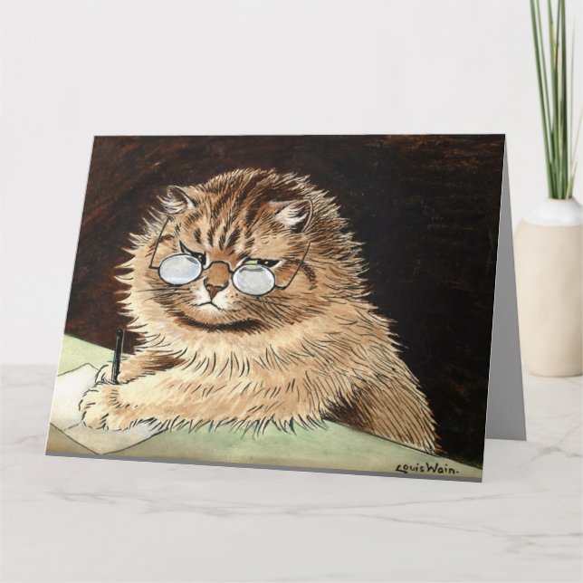 LOUIS ATTEND LA PENSÉE DE VOUS GRAY CAT Carte de v (Devant)