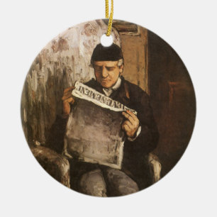 Louis Auguste Cezanne Father Of The Artist Reading Ceramic Ornament