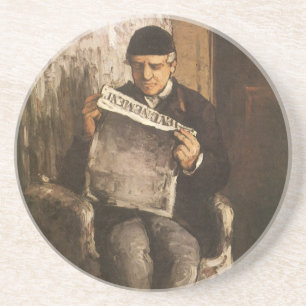 Louis Auguste Cezanne Father Of The Artist Reading Coaster