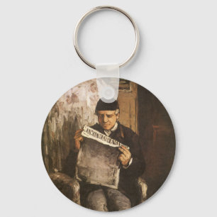 Louis Auguste Cezanne Father Of The Artist Reading Keychain