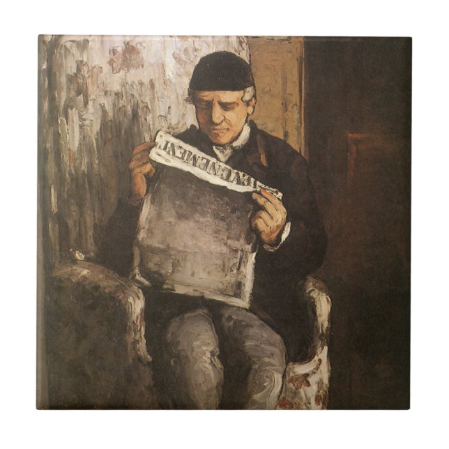 Louis Auguste Cezanne Father Of The Artist Reading Tile (Front)