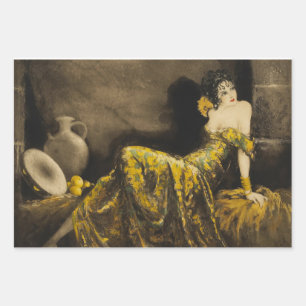 Louis Icart 1940's 1950's Decoupage Decoupaging Wrapping Paper Sheet