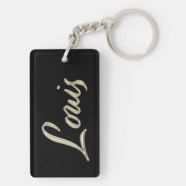 Louis Name whitegold key trailer Keychain (Back)