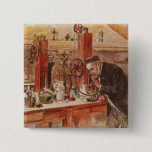 Louis Pasteur experimenting 2 Inch Square Button