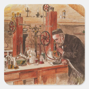 Louis Pasteur experimenting Square Sticker