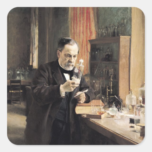 Louis Pasteur  in his Laboratory, 1885 Square Sticker (Front)