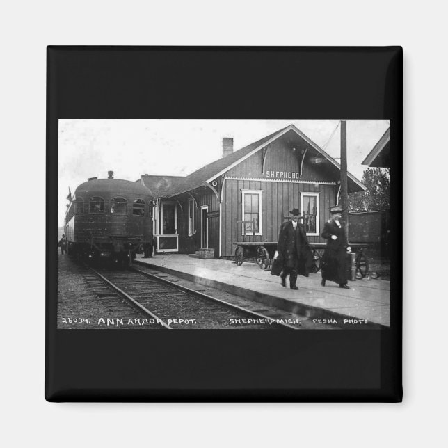 Louis Pesha Ann Arbor Railroad Depot Shepherd, MI Magnet (Front)