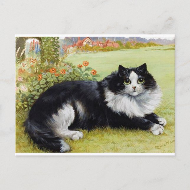 Louis Wain Cat, Black & White Cat Postcard (Front)
