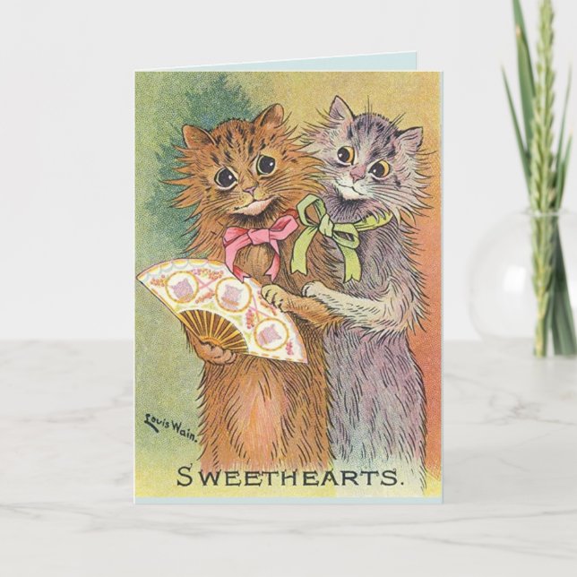 LOUIS WAIN CAT CATS ROMANTIC BIRTHDAY CARDS  (Front)