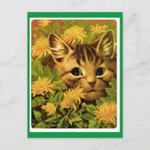 Louis Wain,Cat in Flowers, Art  Postcard