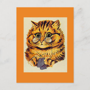 Louis Wain, Cat Knitting, Art   Postcard