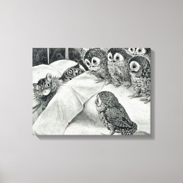 Louis Wain Cat Nightmare Owl Bird Canvas Print (Front)