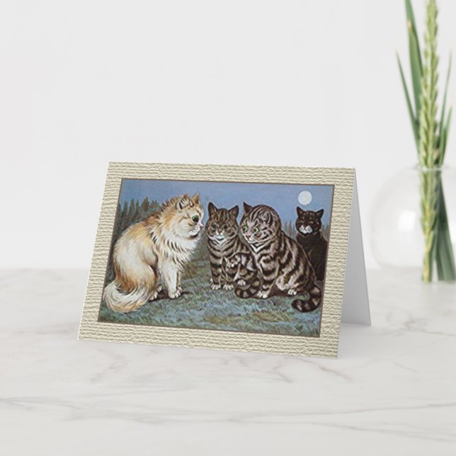 Louis Wain Cat Notecard, Moonlight Cats Card (Front)