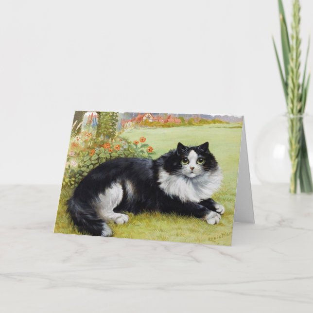 Louis Wain Cat Notecard, Vintage Cat Card (Front)