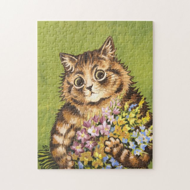 Louis Wain Cat With Flowers Jigsaw Puzzle (Vertical)