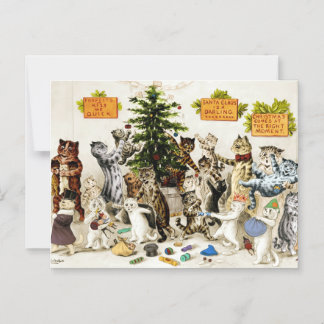 Louis Wain Cats Christmas Party Magnetic Card