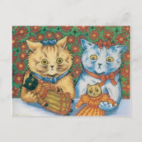 Louis Wain Cats holding Teddy Bears
