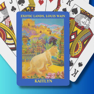 Louis Wain Cats in Exotic Lands Personalized Playing Cards