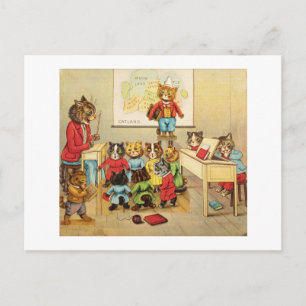 Louis Wain, Cats in School, Holiday Postcard