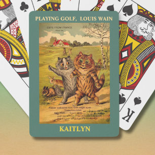 Louis Wain Cats Playing Golf Personalized Cards