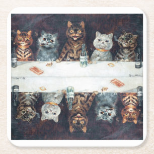 Louis Wain cats  Square Paper Coaster