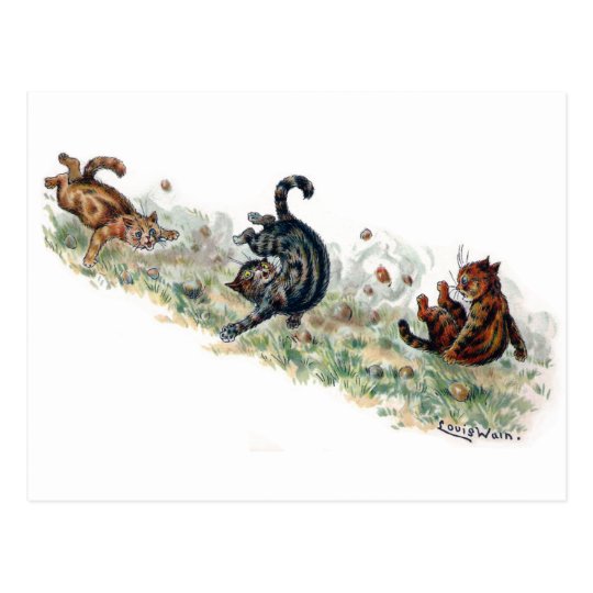 Louis Wain Cats Take a Tumble Postcard