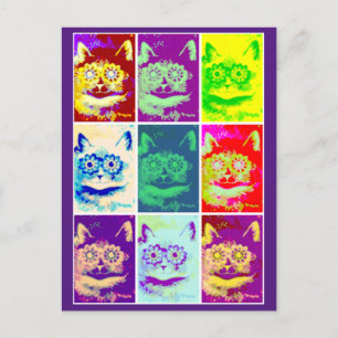 Louis Wain, Chat Psychédélique, Carte Postale Art