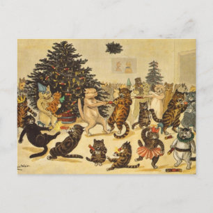 Louis Wain Christmas Party Chats Holiday Carte pos
