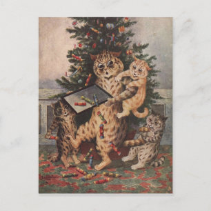 Louis Wain Christmas Time in Catland Holiday Postcard