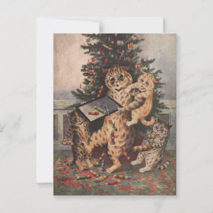 Louis Wain Christmas Time in Catland Postcard