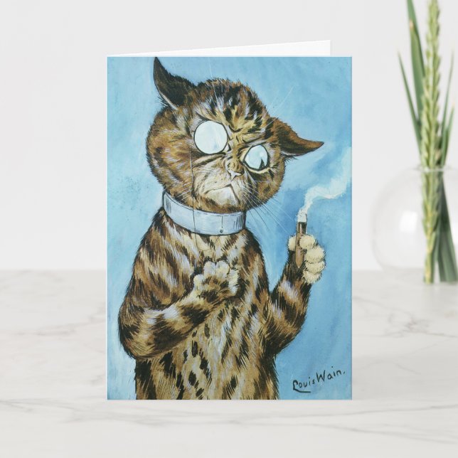 LOUIS WAIN CIGAR CAT BIRTHDAY CARD FOR HIM (Front)