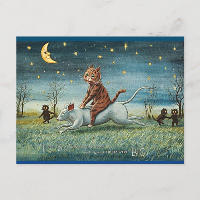 Louis Wain, If Big Things, Cat Art Postcard (Front)