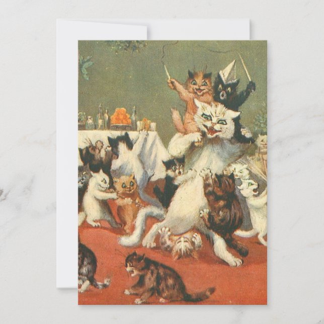 Louis Wain Merry Christmas Invitation (Front)