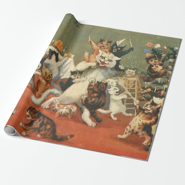 Louis Wain Merry Christmas Wrapping Paper (Unrolled)