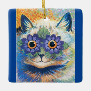 Louis Wain Psychedelic Cat Ceramic Ornament