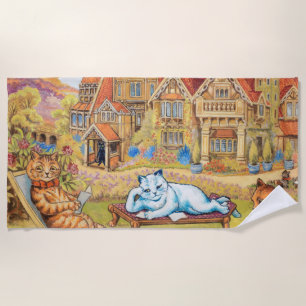Louis Wain - Summer Tea Party Beach Towel