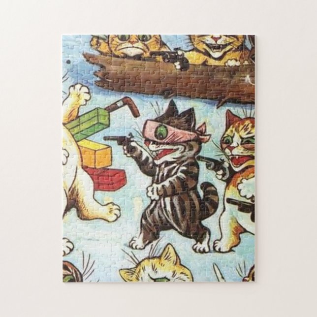 Louis Wain - The Ambush Robbers And Brigands Jigsaw Puzzle (Vertical)