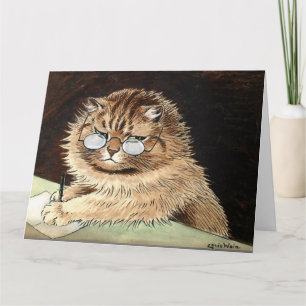 LOUIS WAIN THINKING OF YOU GRAY CAT Greeting Card