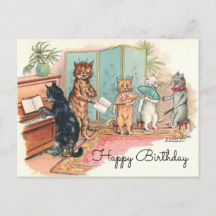 Louis Wain Victorian Cats Parlour Music circa 1903 Postcard