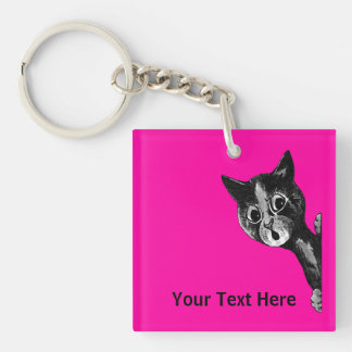Louis Wain vintage cat image Keychain