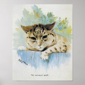 Louis Wain - Vintage Cat Next Door Illustration Poster