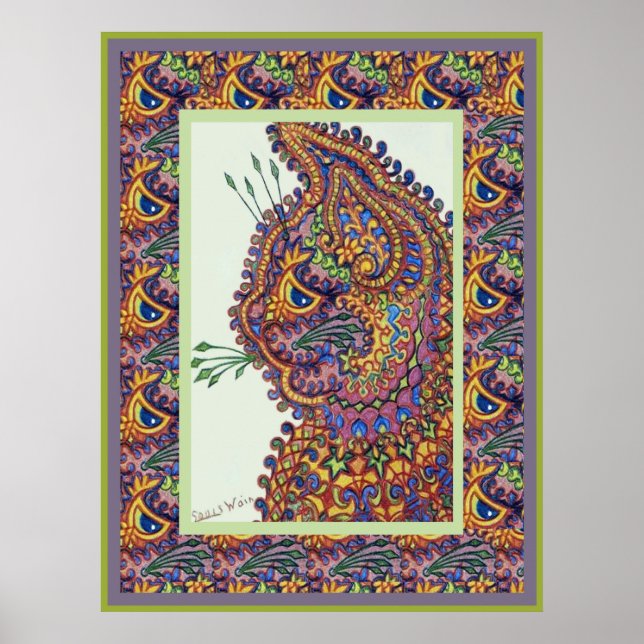 Louis Wain Vintage Fantasy Wallpaper Cat Poster (Front)