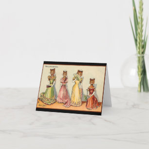 Louis Wain Wallflower Girl Cats Card