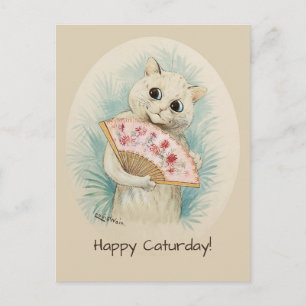 Louis Wain White cat with a fan CC0478 Postcard