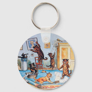LOUIS WAIN'S FUNNY SPRING CLEANING CATS KEYCHAIN