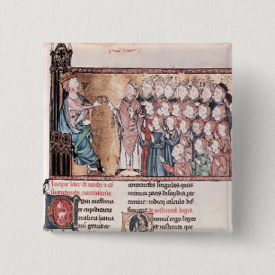 Louis X Stubborn Giving the Charter to 2 Inch Square Button